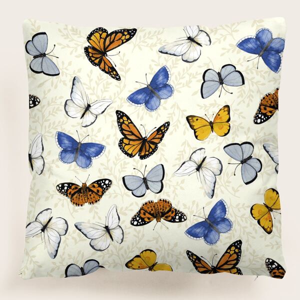 

Butterfly Print Cushion Cover Without Filler, Multicolor