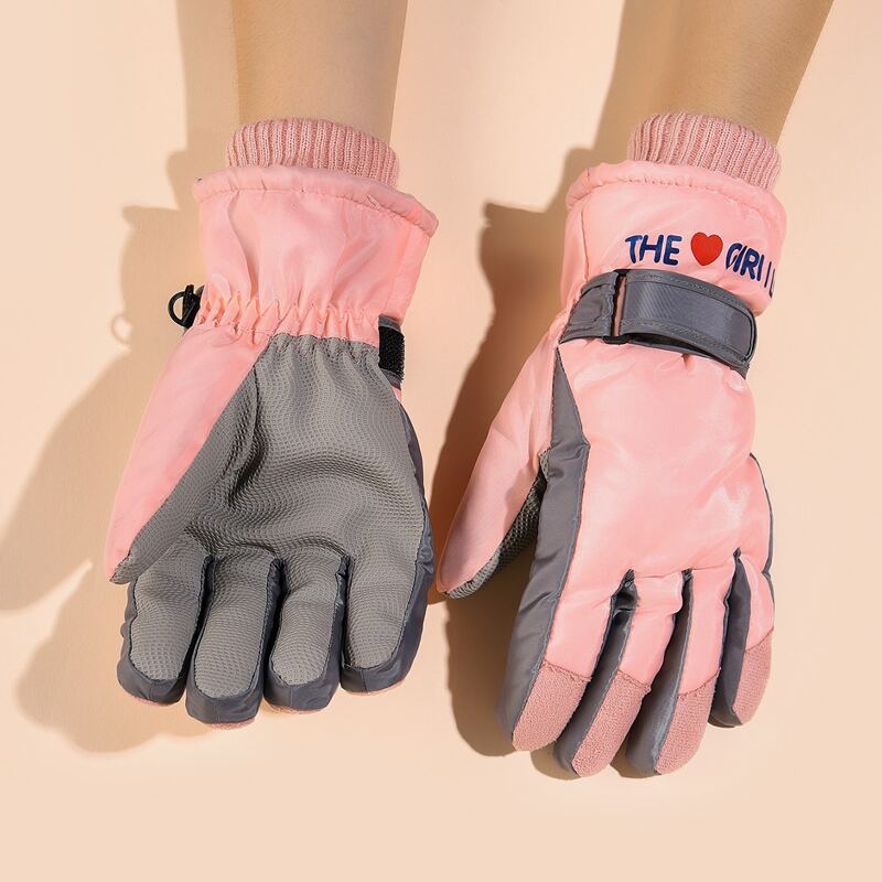 

Letter Graphic Gloves, Pink