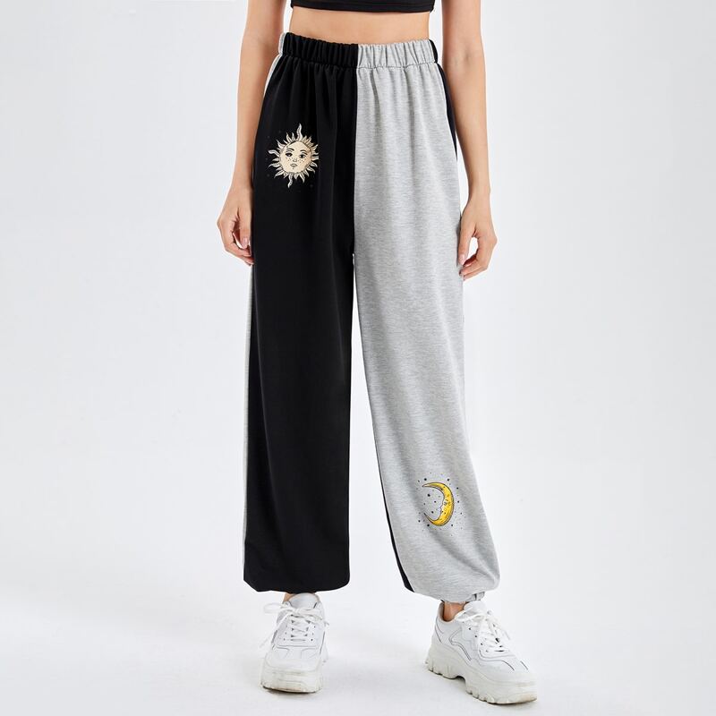 

Sun & Moon Graphic Colorblock Sweatpants, Multicolor