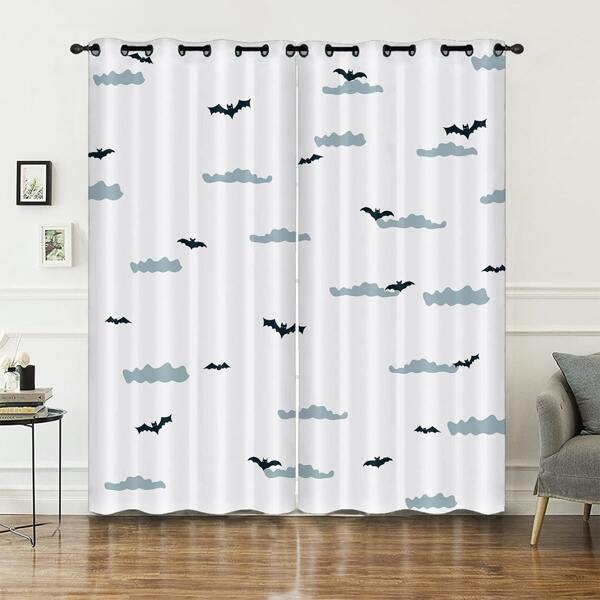 

2pcs Bat Print Curtain, Multicolor