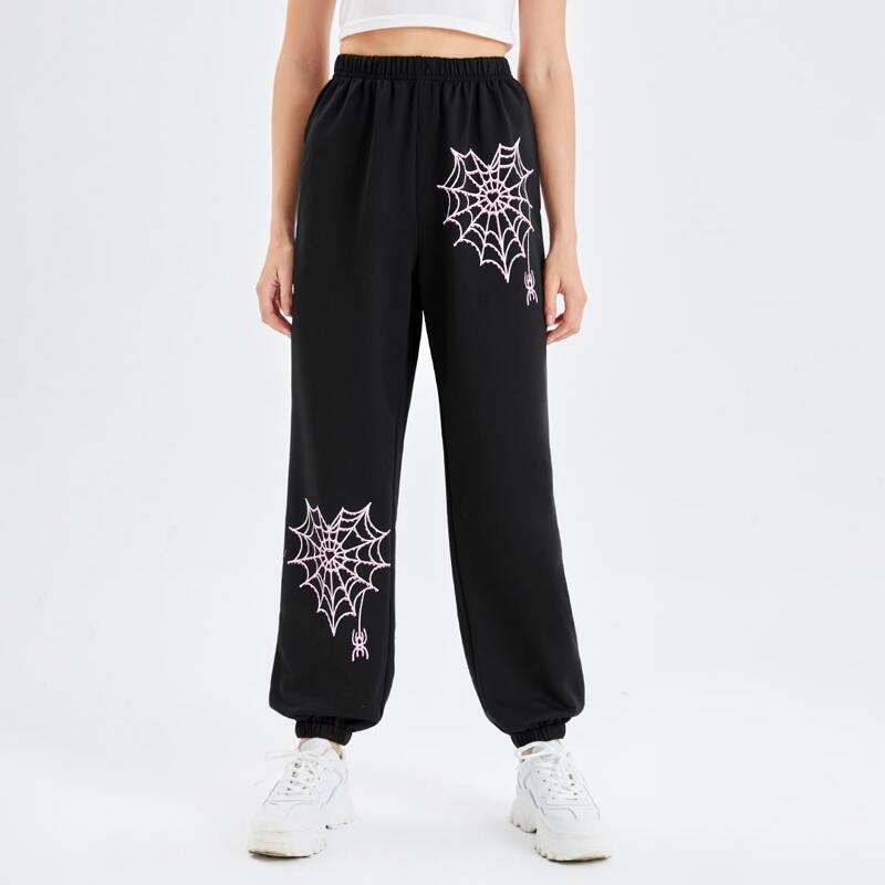 

Cobweb Graphic Sweatpants, Black