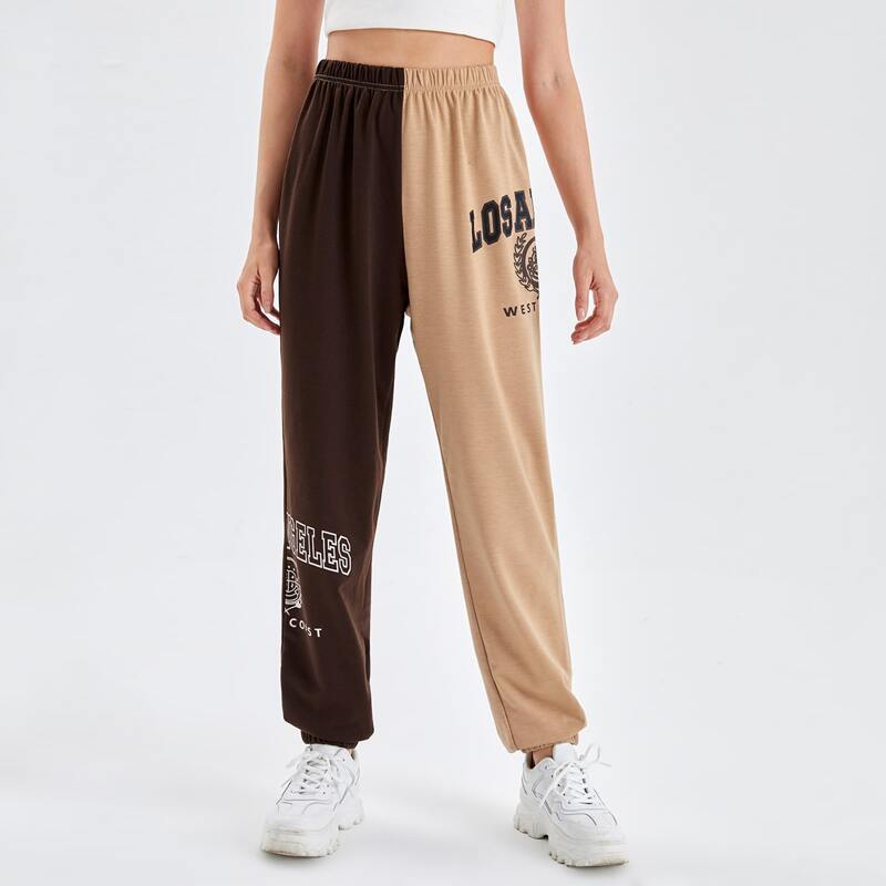 

Letter Colorblock Sweatpants, Multicolor