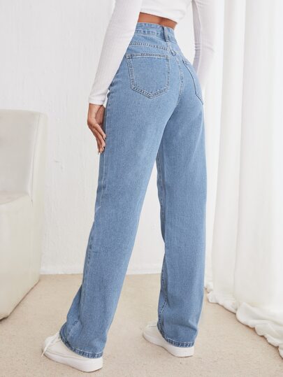 SHEIN Frenchy Jeans de pierna recta de talle alto