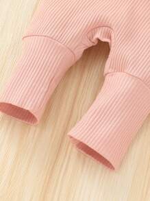 女嬰前紐扣3D耳朵設計連帽連身褲