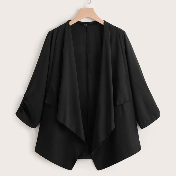 

Plus Waterfall Collar Solid Coat, Black