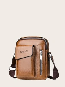 Mini Men Vintage Design Crossbody Bag - Khaki - View 1