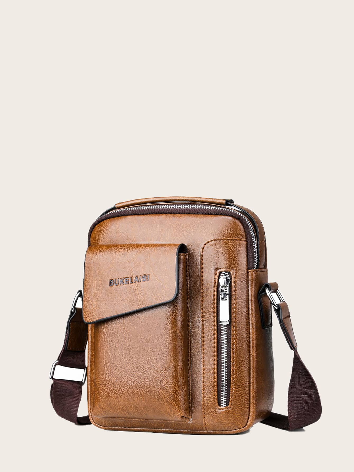 Mini Men Vintage Design Crossbody Bag - Khaki - View 1