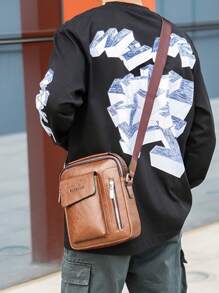 Mini Men Vintage Design Crossbody Bag - Khaki - View 3