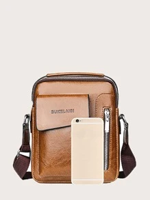 Mini Men Vintage Design Crossbody Bag - Khaki - View 5