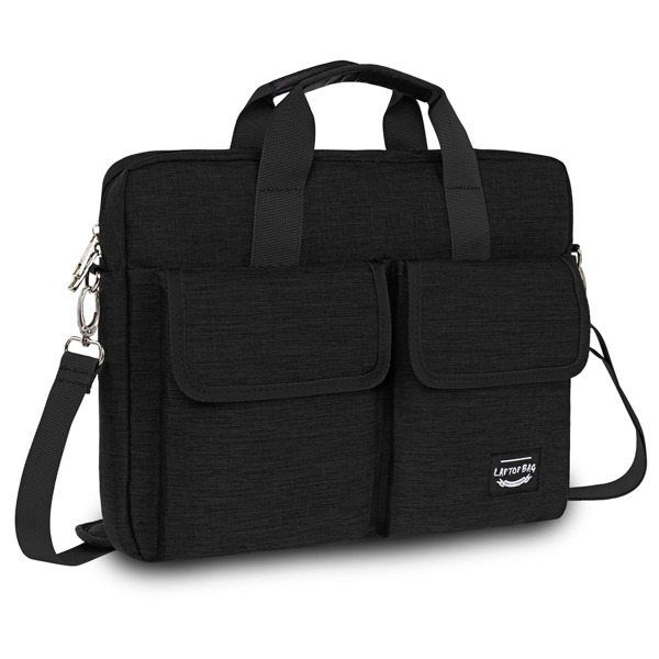 

Men Letter Patch Briefcase, Black