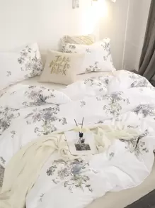 Floral Duvet Cover Set Country Farmhouse Bedding Set 3 Pcs White Super Soft Breathable Microfiber Duvet Cover  1 Duvet Cover With Zipper 2 Pillowcases No Comforter Gifts For Women&Men - White - View 2