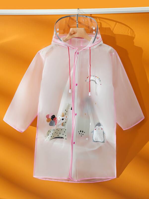 Cartoon Graphic Reflective Strip Kids Raincoat