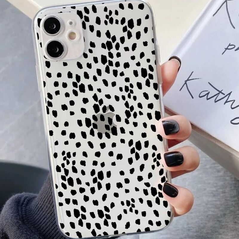 Dalmatian Clear Phone Case, Black and white