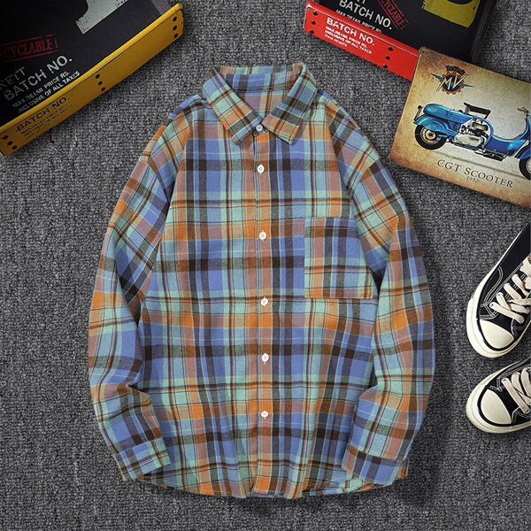 

Men Plaid Print Pocket Front Button Up Shirt, Multicolor