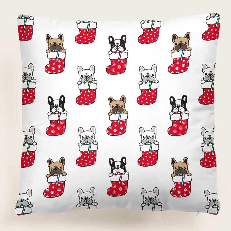 

Christmas Dog Cushion Cover Without Filler, Multicolor