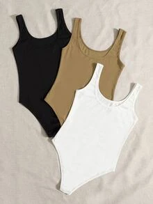 SHEIN Essnce 3 piezas Body tank unicolor de canalé - Multicolor - Ver 2