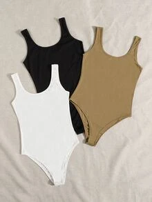 SHEIN Essnce 3 piezas Body tank unicolor de canalé - Multicolor - Ver 3