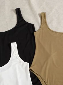 SHEIN Essnce 3 piezas Body tank unicolor de canalé - Multicolor - Ver 5