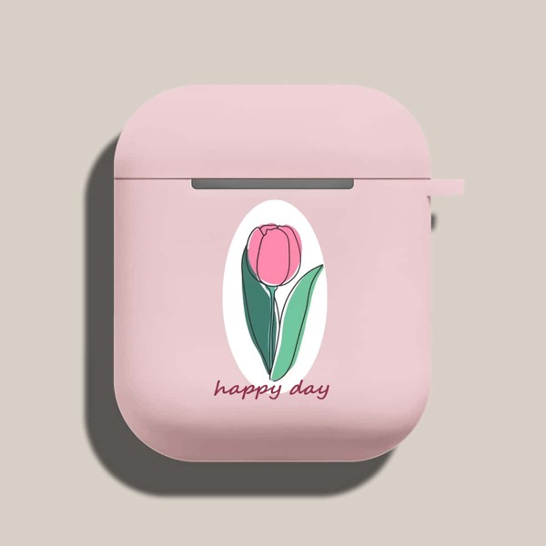 

Защитный чехол для Airpods с мультяшным цветочным принтом, Розовые