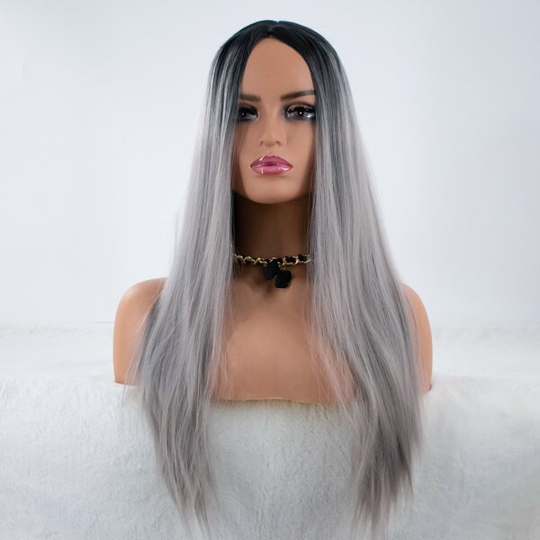 

Natural Long Straight Wig, Multicolor