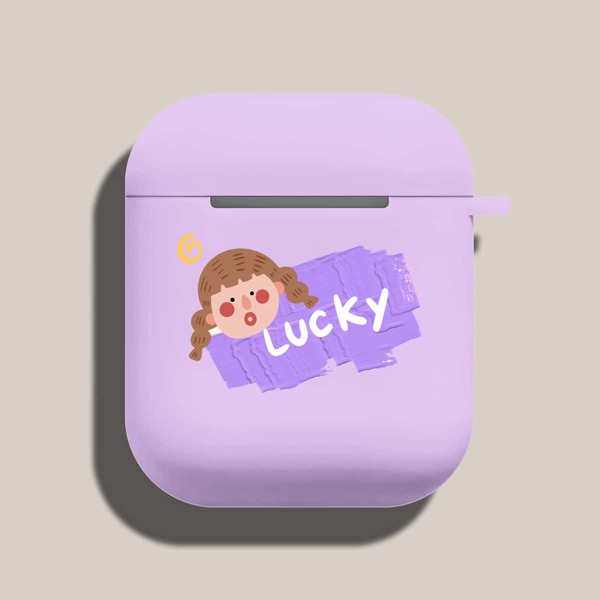 

Cartoon Graphic Case For Airpods, Purple