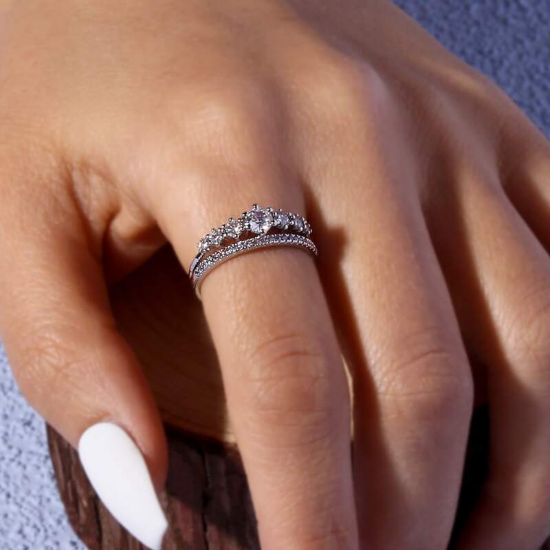 

Rhinestone Decor Ring, Silver