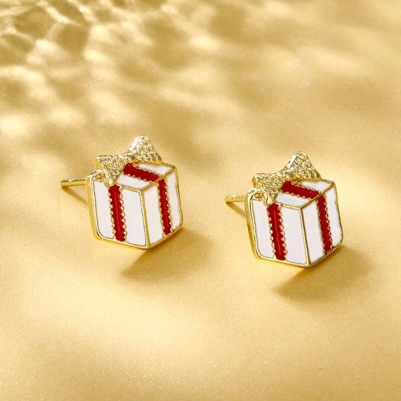 

Gift Decor Stud Earrings, Red and white