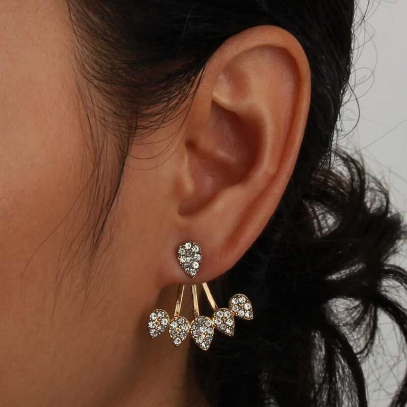 

Rhinestone Decor Earrings, Gold