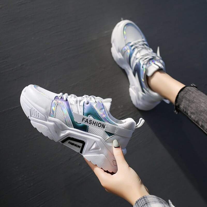 

Letter Detail Mesh Panel Lace-up Front Sneakers, White