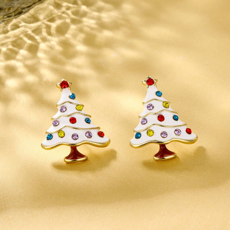 

Christmas Tree Stud Earrings, White