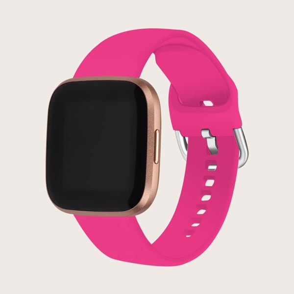 

Plain Silicone Watchband For Fitbit Versa, Hot pink