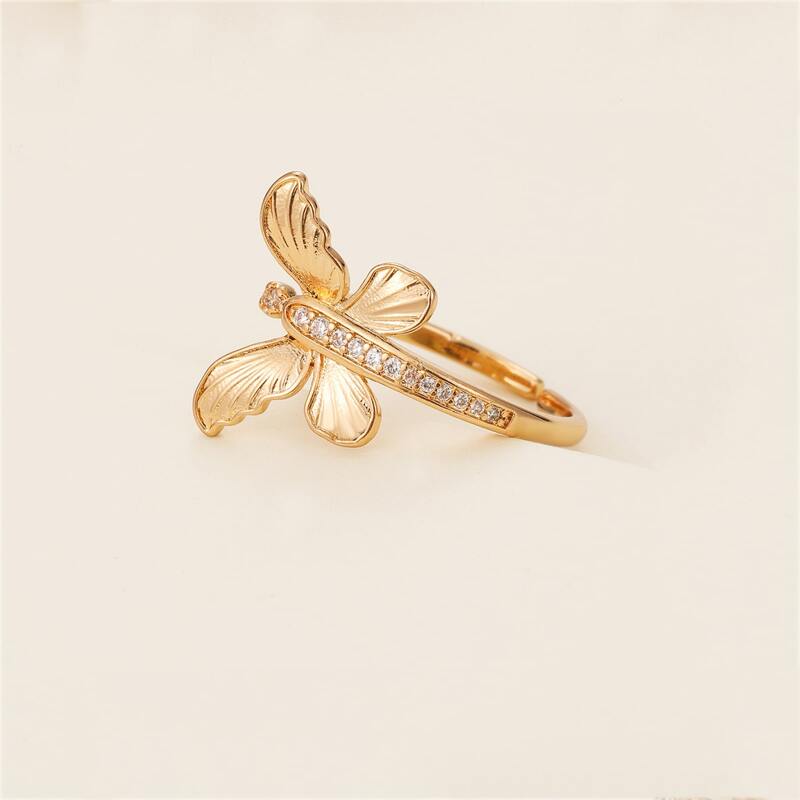 

Rhinestone Butterfly Decor Ring, Gold