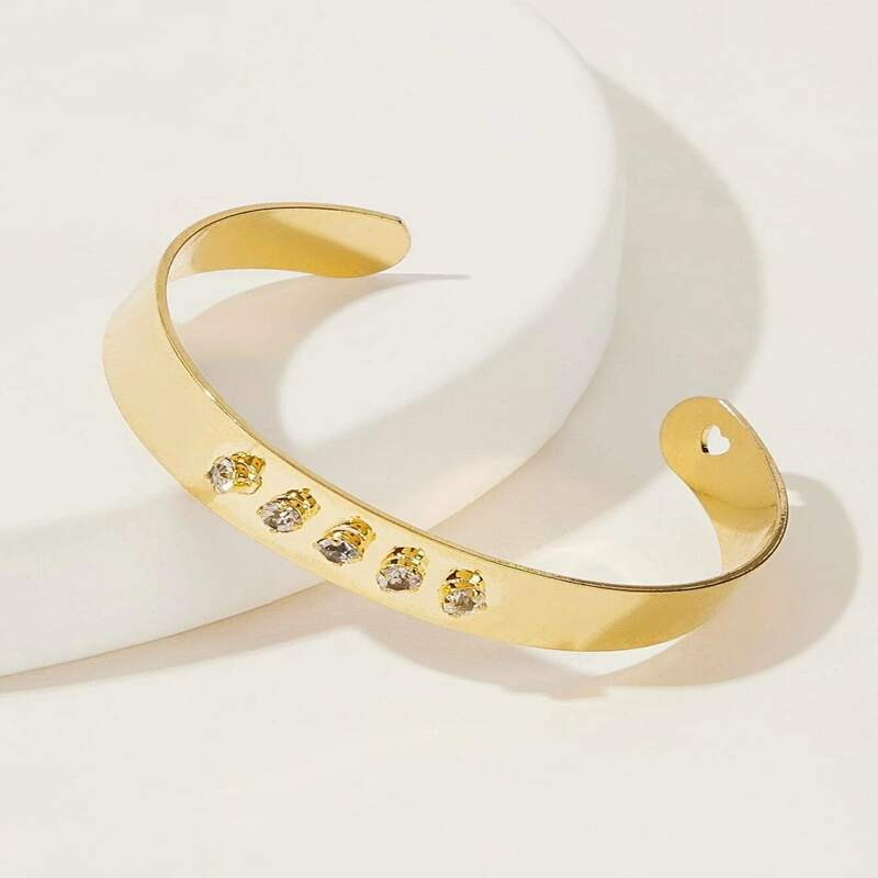 

Rhinestone Decor Cuff Bracelet, Gold