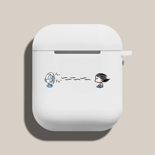 

Cartoon Boy Print Case For Airpods, White