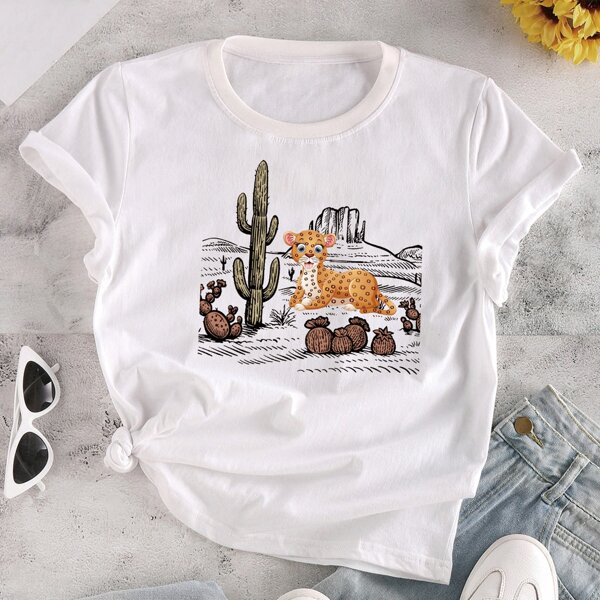 

Cartoon Graphic Short Sleeve Tee, White