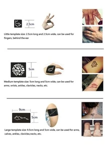 1sheet Animal Pattern Tattoo Stencil - Black - View 5