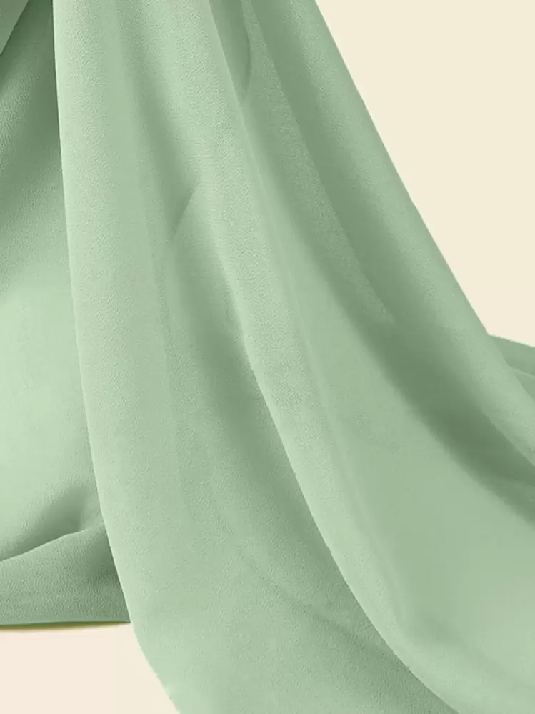 1 pièce Hijab de couleur unie décoré de perles, écharpe en mousseline douce, adapté pour le port casual quotidien, accessoires d'abaya pour l'hiver et l'automne - Vert menthe - Voir 3