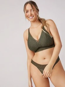 LUVLETTE Sujetador de encaje para lencería y ropa de descanso - Verde Oliva - Ver 3