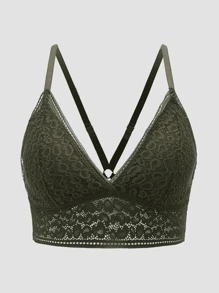 LUVLETTE Sujetador de encaje para lencería y ropa de descanso - Verde Oliva - Ver 8