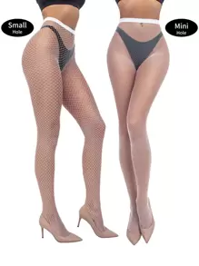 4双女士时尚性感渔网连裤袜 - 白色 - 查看 3