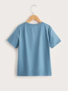 SHEIN Boys Slogan Graphic Top - Blue - View 2