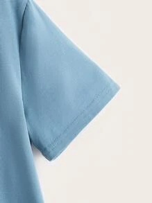 SHEIN Boys Slogan Graphic Top - Blue - View 3