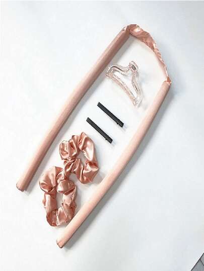 不烫卷发器适合睡眠，过夜卷发器适用不烫卷发棒头带发夹和发带，DIY 发型工具套装粉色发带软丝 6 件，卷发器，卷发刷，滚筒，卷发产品，卷发器，卷发滚筒，卷发工具，卷发滚筒，卷发器，理发师，卷发器，滚筒，卷发产品