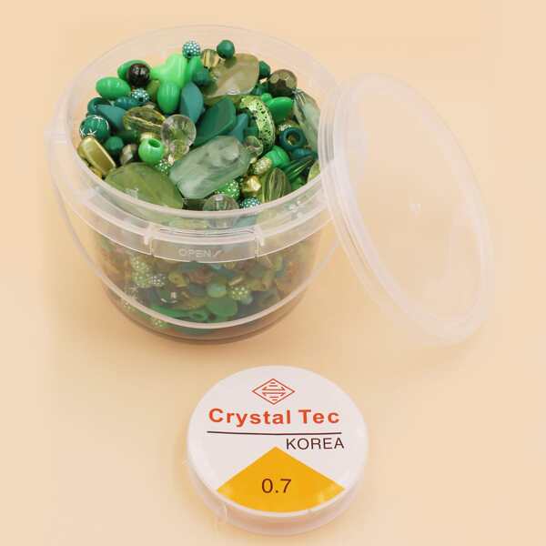 

1box Bead & 1roll Elastic Thread, Green