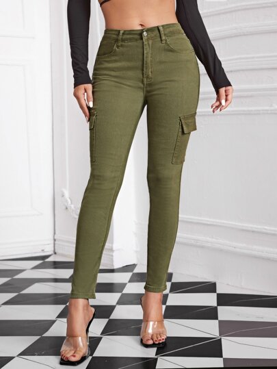 Flap Pocket Skinny Jeans