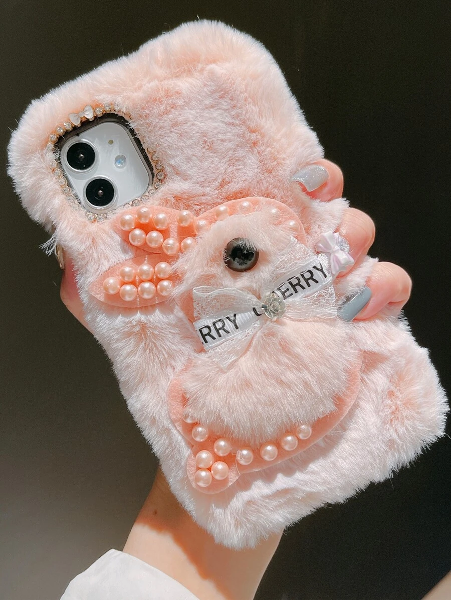 Fuzzy Rabbit Phone Case - Pink - View 1