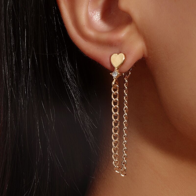 

1pc Chain Decor Earring, Gold