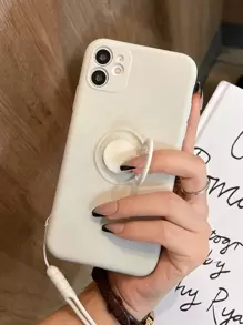 素色手機殼帶圓環支架 - 米色 - 查看 2