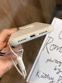 素色手機殼帶圓環支架 - 米色 - 查看 4