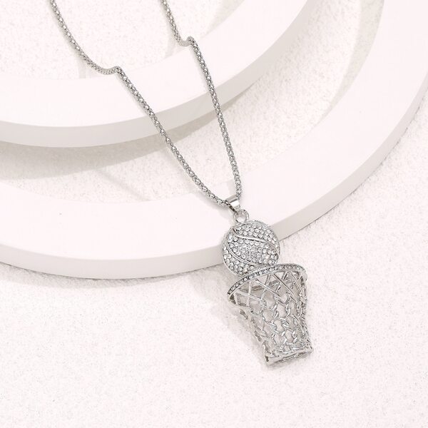 

Basketball Hoop Charm Necklace, Silver